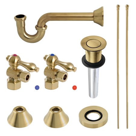 KINGSTON BRASS Plumbing Sink Trim Kit with PTrap and Drain, Brushed Brass CC53307VKB30
